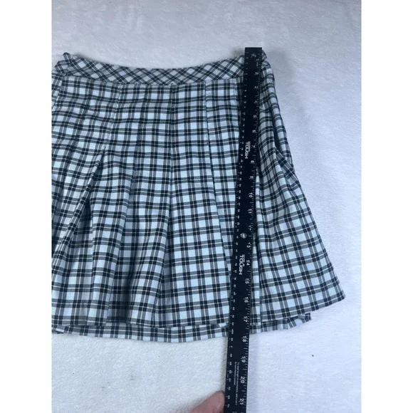 H&M Skirt Womens 6 Blue Plaid Pleated Mini Snap Waist Preppy Schoolgirl Casual - Picture 6 of 6